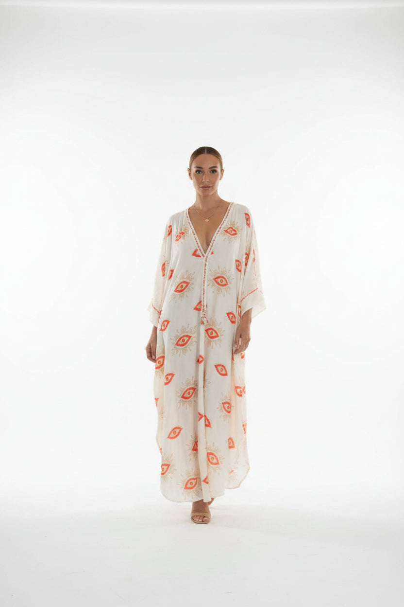VESTIDO OJO CORAL ALGODON