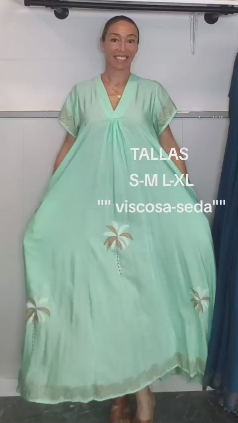 VESTIDO PALMERAS VISCOSA-SEDA