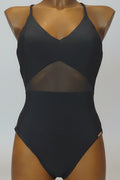 Bañador negro tul transparente con brillo negro copa B Isabel Mora