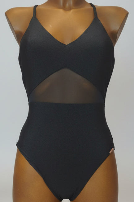 Bañador negro tul transparente con brillo negro copa B Isabel Mora