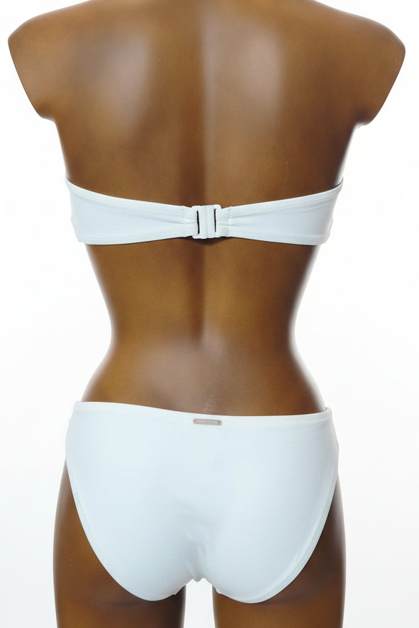 Conjunto de bikini bandeau marfil y marrón copa B