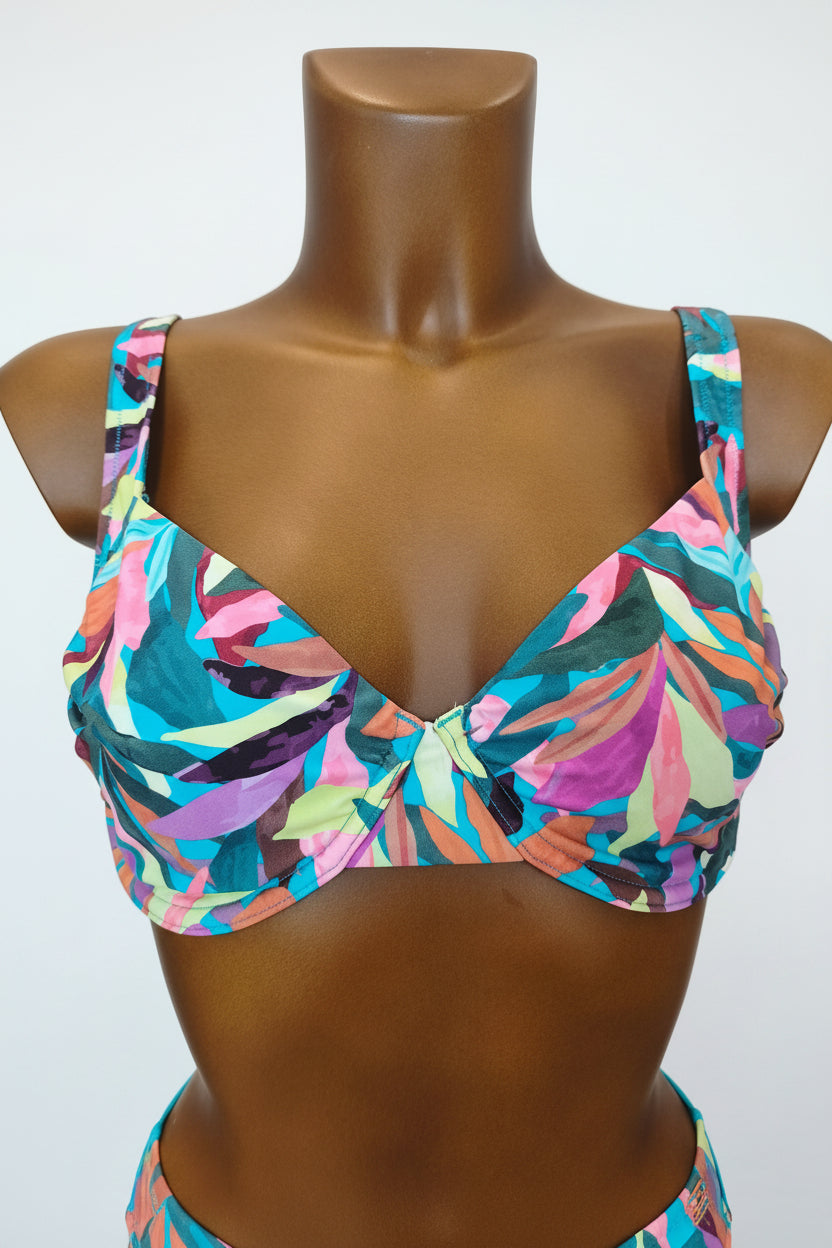 Top bikini reductor estampado hojas copas D
